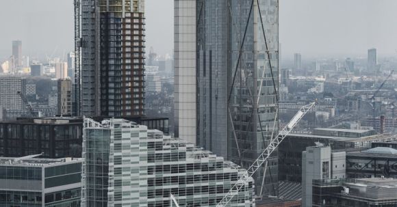 Uk Industries Investment - Construction of modern skyscrapers in financial district of London